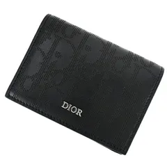 ディオール メンズ カードケース 名刺入れ ディオールオブリークギャラクシー ブラック パンチングレザー アクトワン【中古】