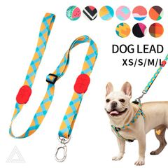 【Sサイズ】リード 犬 フレンチブルドッグ 長さ調整可能 超小型犬 小型犬 中型犬 大型犬 ワンちゃん おしゃれ かわいい 柄 定番 丈夫 カラフル フレブル パグ ペット用 軽量 お出かけ お散歩 86-136cm スイカ柄