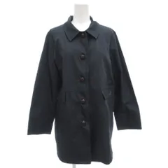 クロコダイル CROCODILE ステンカラーコート ショート丈 裏地チェック くるみボタン M 紺 ネイビー /GV