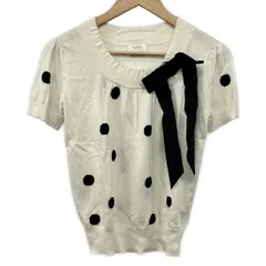 Kate spade(ケイトスペード) 半袖セーター サイズXS レディース - 白×黒 クルーネック/ドット柄