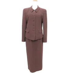 ビルダジュール ville d'azur 美品 セットアップ スカート ジャケット 日本製 38 約Mサイズ 茶 ブラウン ■GY99のサムネイル