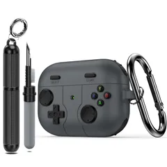 【数量限定】(AirPods 女性用 Proは含まれません) 男性 持ち運び便利 LEDライト可視 ワイヤレス充電対応 耐衝撃 シリコン保護 プロカバー エアーポッズ キーホルダー付き ゲームプレーヤーデザイン クリーナーキット付き 世代ケースカバー 2/1