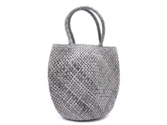 Yoshinoya ヨシノヤ レザー 編み込み メッシュ ハンド バッグ グレー ■◇ レディース