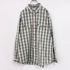 古着 used　90s～　OLD GAP　オールドギャップ　長袖シャツ　白タグ　2つポケット　チェック柄　緑　グリーン　XLサイズ【値引き交渉OK！】