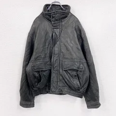 古着 used　90s　LONDON FOG　ロンドンフォグ　レザージャケット　ブルゾン　スタンドカラー　黒　ブラック　Lサイズ【値引き交渉OK！】