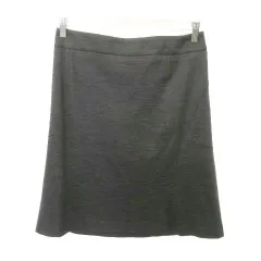 アンタイトル UNTITLED 美品 ウールスカート ひざ丈 台形 ストレッチ 無地 厚手 3 約M～Lサイズ グレー ■YHS7