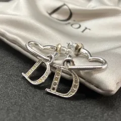 Christian Dior　ディオール　ピアス　ラインストーン　シルバー ハート　683