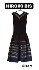 HIROKO BIS ワンピース 9号 日本製 ノースリーブ ブラック フレアワンピース 上品 フォーマル きれいめ ヒロコビス レディース
