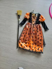 キッズ ハロウィーン 魔女 コスチューム 衣装 + ほうき セット