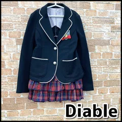 Diable　ディアブル　フォーマルスーツ　2点セット　女の子　サイズ2　ジャケット（ネイビー）　スカート（レッド/ブルー）　卒業式/入学式/結婚式　現状品　YMO3-014-08-60
