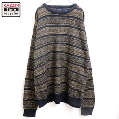 00s VANHEUSEN 総柄 アクリル ニットセーター メンズ 表記XLサイズ