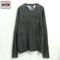 90s vintage TOMMY HILFIGER コットン ニットセーター メンズ 表記Lサイズ