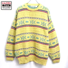 90s USA製 vintage claiborne コットン ニットセーター メンズ 表記Lサイズ