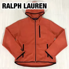 【美品】RALPH LAUREN ラルフローレン フード付き フリースジャケット ジップアップパーカー L オレンジ レディース インパクト21 着丈62cm 肩幅42cm 身幅(脇下)49.5cm 袖丈58.5cm【古着】