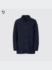 新品 UNIQLO +J ジルサンダー ウール ブレンド オーバーサイズ シャツジャケット XXL ネイ