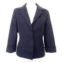 イネド INED スエード調 ジャケット インボタン 日本製 2 Mサイズ 黒 ブラック ■GY61 A1218