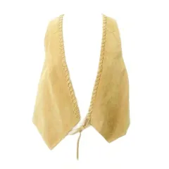 レイビームス Ray Beams ピッグレザー 無地 紐付き 厚手 ベスト フリーサイズ 茶 ブラウン