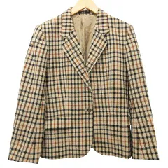 ダックス DAKS ハウスチェック ジャケット シングル 1B テーラード 9AR M ベージュ ■GY99