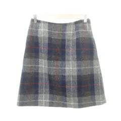 マッキントッシュフィロソフィー MACKINTOSH PHILOSOPHY ハリスツイード Harristweed 美品 タータンチェック スカート 英国製生地使用 日本製 38 約Mサイズ ダークグレー ■YHS5