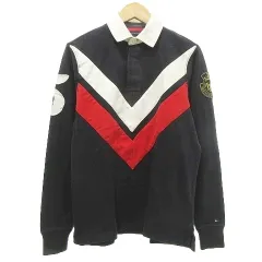 トミーヒルフィガー TOMMY HILFIGER Vintage fit ポロシャツ 長袖 ワッペン カットソー 国内正規 紺 ネイビー ■GY61
