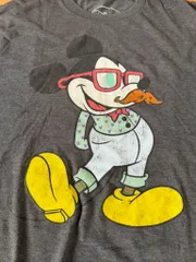 ヴィンテージ ミッキー Tシャツ Lサイズ Disney グレー ビッグプリント 古着