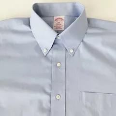 【16 1/2-32/33】Brooks Brothers(ブルックスブラザーズ) ポロカラーBD(ボタンダウン)シャツ ブルー無地 / Madison Fit / ピンポイントオックスフォード ノンアイロン コットン100% ポケット有 メンズXL相当