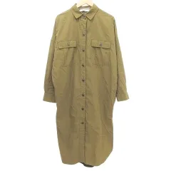 ザラ ZARA バイカラー シャツ ワンピース ロング オーバーサイズ XS～Sサイズ カーキ