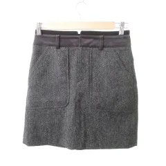 23区 オンワード樫山 美品 ツイード ミニ丈 スカート ウール 36 約Sサイズ ダークグレー ■YHS7