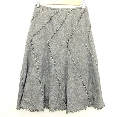 エポカ EPOCA フレア スカート ひざ丈 ウール フリンジ 40 M相当 グレー ■YHS12 A1209