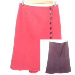 ソニア ソニアリキエル SONIA SONIA RYKIEL ラップ スカート リバーシブル ひざ丈 40 L相当 茶 ブラウン ピンク ■YHS10 A1211