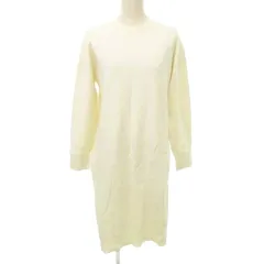 ユニクロ UNIQLO ニット ワンピース ロング 長袖 クルーネック 無地 厚手 Mサイズ アイボリー ■GY99