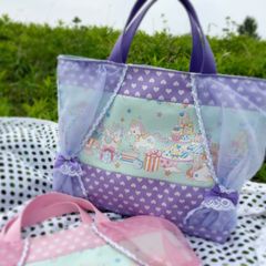 夢の世界へ♡レッスンバッグ☆30×40×5/ゆめかわユニコーン/パープル/お稽古バッグ絵本バッグ入園式入学祝い