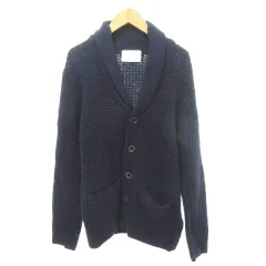 インヘリット INHERIT ウール ニット カーディガン 長袖 無地 厚手 Mサイズ 紺 ネイビー