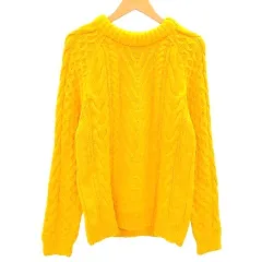 ザラ ZARA 美品 ケーブル ニット セーター L 黄色 イエロー A0113