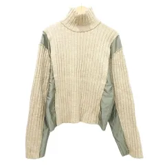 ザラ ZARA サテンドッキング ニット セーター ハイネック Sサイズ ベージュ ■GY99