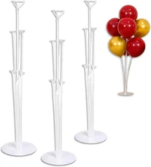 Neutral Zenith バルーンスタンド 誕生日 飾り付け バースデー 卓上 ホルダー スティック 結婚式 パーティー (クリア,  3台セット)