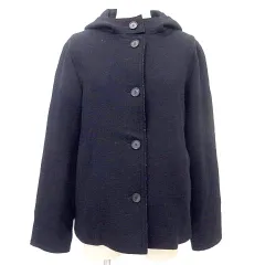 アイシービー iCB ウール コート アウター フード ミディアム丈 2 Mサイズ 黒 ブラック ■TC A0129