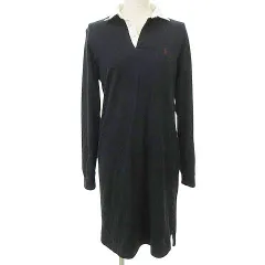 ローレンラルフローレン LAUREN RALPH LAUREN カシュクール ワンピース ひざ丈 ラップ風 ストレッチ ドレープ ドレス 6P 黒 ■MET1 ☆AA★