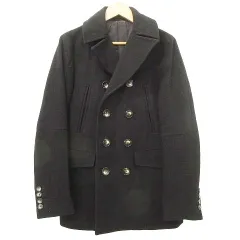 デザインワークス DESIGNWORKS ハーフ丈 コート ウール メルトン 44 黒 ブラック ■YHS9