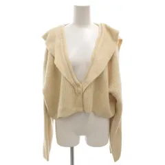 カスタネ Kastane ニット カーディガン F アイボリー ビッグカラー クロップド丈 /FF