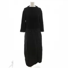 ザラ ZARA ニット切替 ワンピース 長袖 ロング L 黒 ブラック /FF