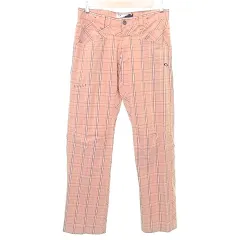 オークリー OAKLEY ゴルフ ウェア ロング パンツ チェック ストレッチ 34 L相当 ピンク系 A1028