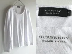 希少 BURBERRY BLACK LABEL バーバリーブラックレーベル 裾ロゴプリント コットン ロンT 長袖Tシャツ カットソー 2 白 ホワイト