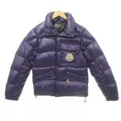 モンクレール MONCLER ダウンジャケット ワンポイント ロゴ ナイロン 厚手 1 S～Mサイズ 紫 パープル ☆AA★