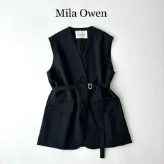 美品✨/ 2025 / MilaOwen ミラオーウェン / 共ベルト付き オーバーサイズ ノーカラー ベスト / ブラック 黒 black / サイズ１ / 近年モデル / ゆったり / きれいめ / ジレ