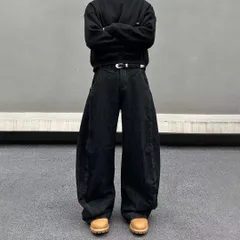 【トレンド】極太 バギーデニム ブラック  Y2K ストリート　韓国