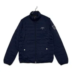 中古 メンズ キャロウェイ Callaway ダウンジャケット L 紺 ネイビー 2WAY ダブルジップ 裏地付き ドット 防寒