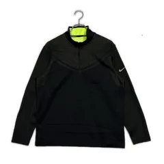 中古 メンズ ナイキ NIKE 長袖シャツ L 黒 ブラック ハーフジップ 裏フリース 蛍光カラー
