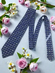 フェラガモ ネクタイ ブルー アニマル柄 イタリア製 希少