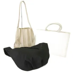 ブランド無し バッグ 3点セット まとめ トート ショルダー ボディバッグ キャンバス ナイロン 合皮 黒 ベージュ 